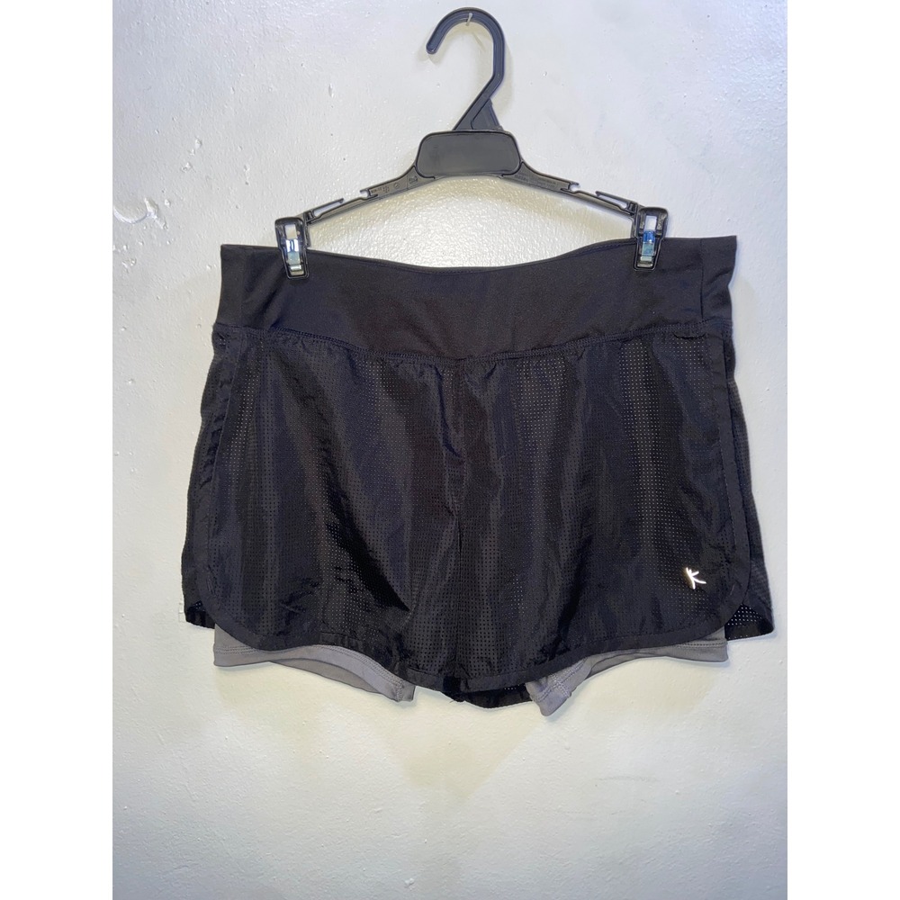 Danskin Now Womens Black Mesh Running Shorts with Gray Liner Athletic Running S